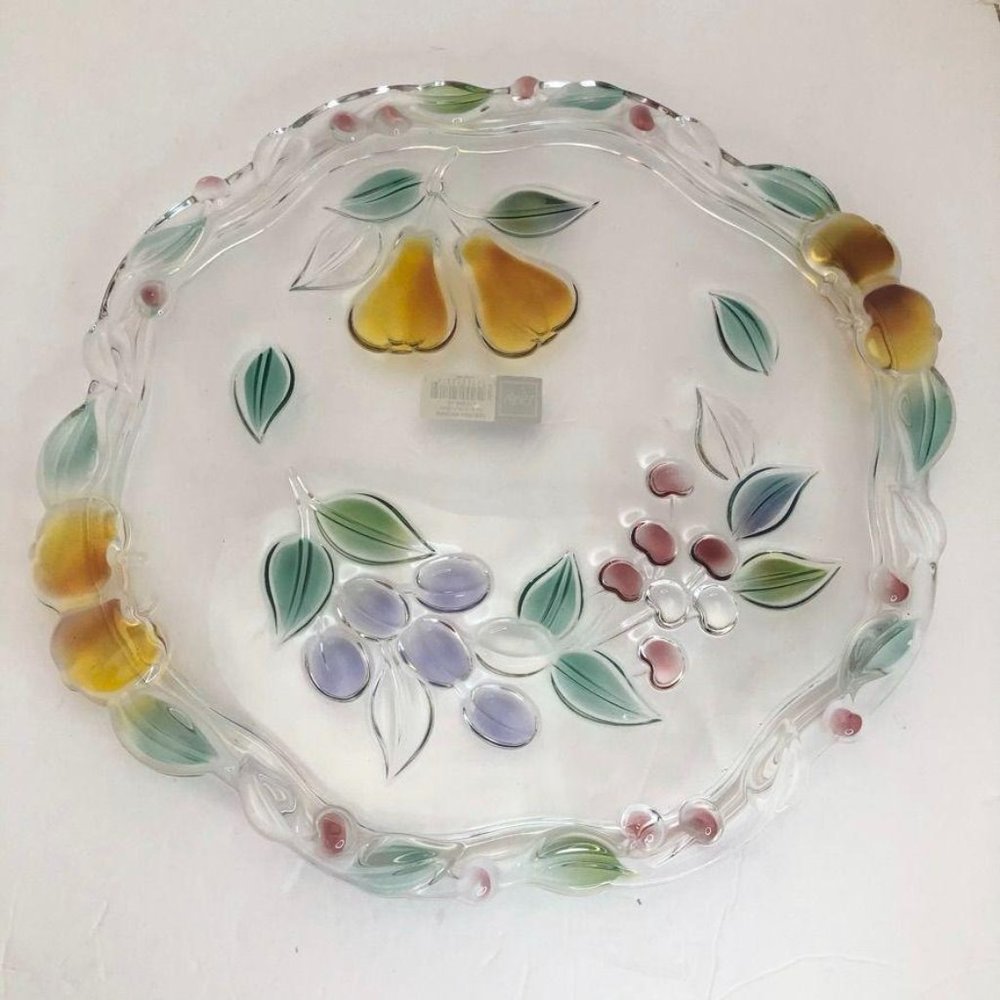 Vintage Mikasa Crystal 14 1/4" Cake Plate Golden